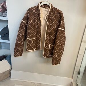 Free People Chloe Jacket Brown and Cream Teddy Jacket